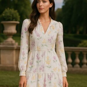 Taylor Cream Long Sleeve Ruffled Sundress